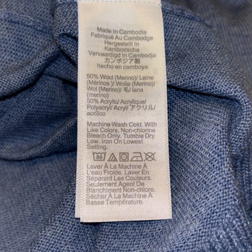 J Crew 1/4 Zip Wool Blend Light Blue Sweater Sz Large